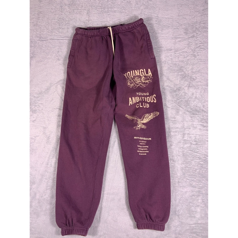 YoungLA Eagle Pants Young Ambitious Club Mens L Purple Elastic Waistband